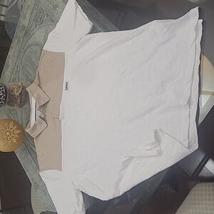 Donna Karan NY mens block color cotton polo golf shirt large new